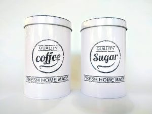 JAR OF COFFEE AND SUGAR METAL