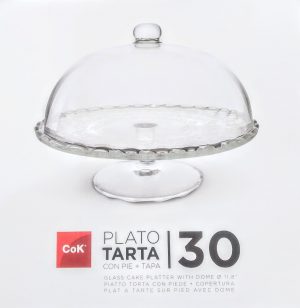 GLASS CAKE WITH LID 30CM COK SPAIN